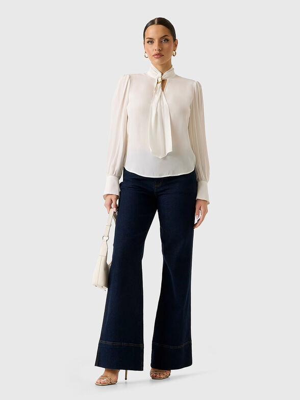 Long-sleeved blouse with a tie - 2