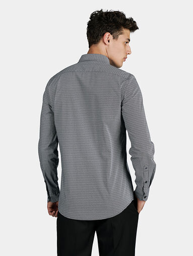 Cotton shirt with geometric micro print - 3
