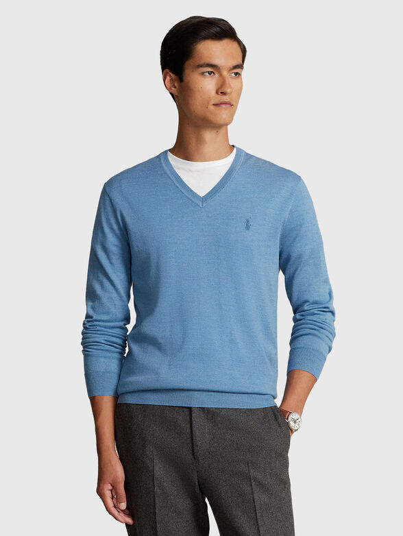 Logo-embroidered sweater in wool  - 0