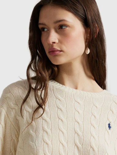 Cable wool-cashmere crewneck jumper - 4