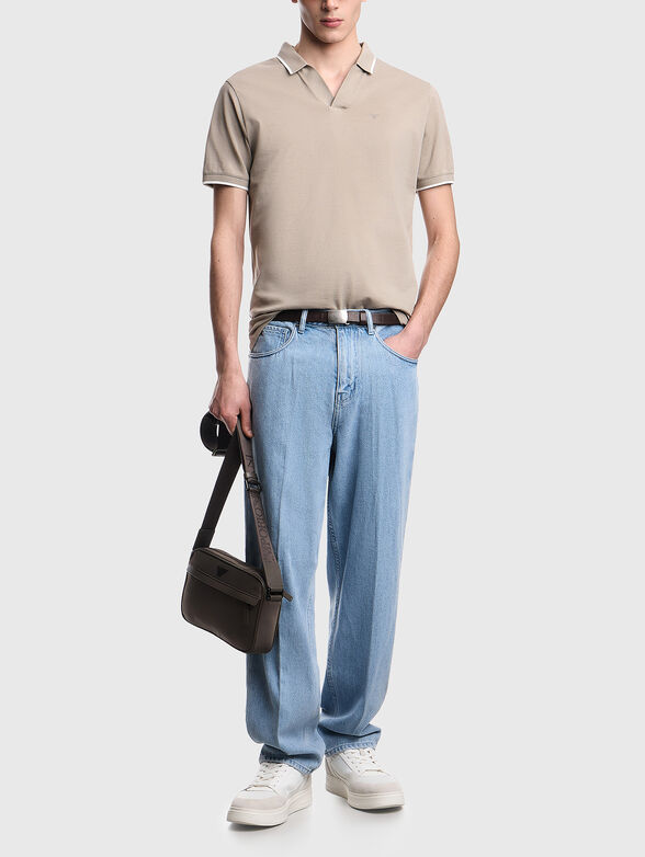 Cotton polo shirt with a V-neck  - 2