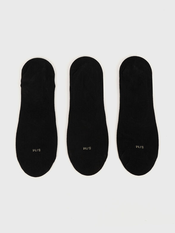 Set of three pairs of cotton socks in black - 2