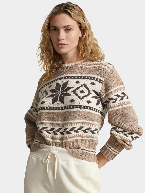Sweater with contrasting geometric details - 1