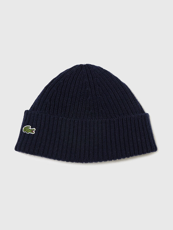 Knitted wool hat with logo detail - 1