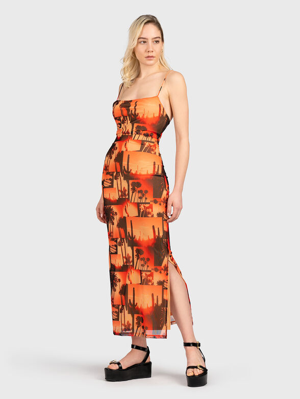Midi dress with colorful print - 1