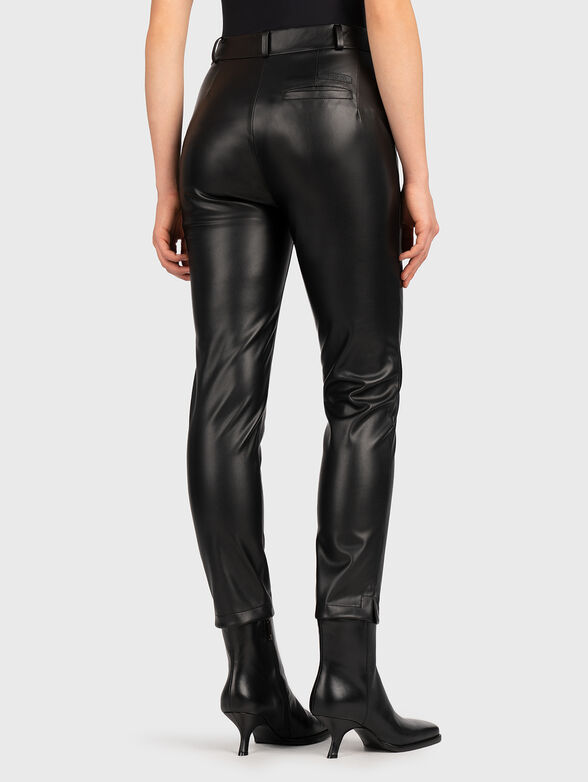 Black eco leather trousers with darts and pockets - 2
