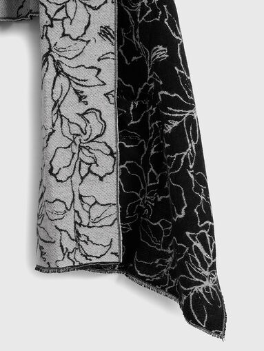 Cotton blend scarf with floral motifs - 5