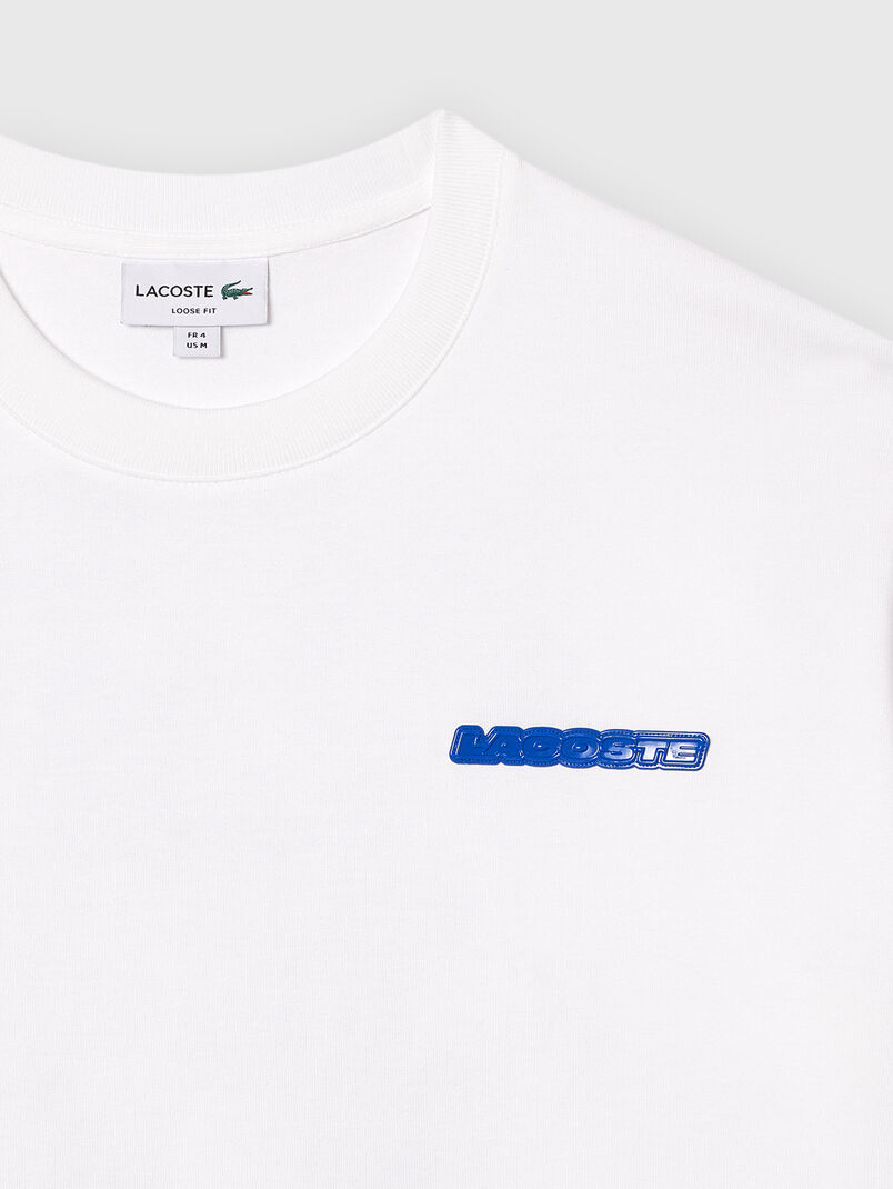 Contrast print T-shirt in white  - 3