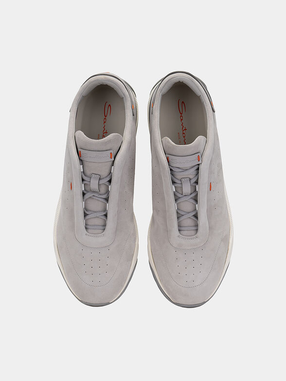 Suede sneakers in light grey color - 6