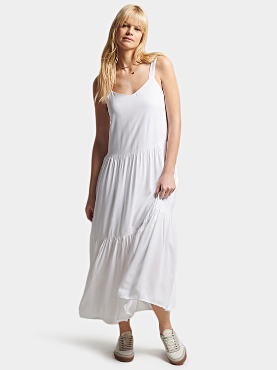 Дълга рокля в бял цвят - 1