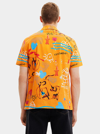 Orange shirt with colorful print - 3