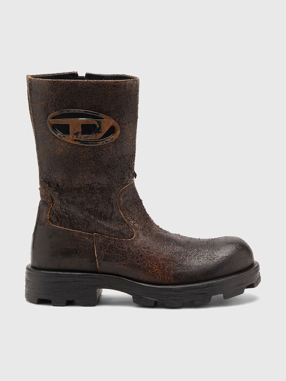 D-HAMMER biker boots in distressed crackled suede - 1