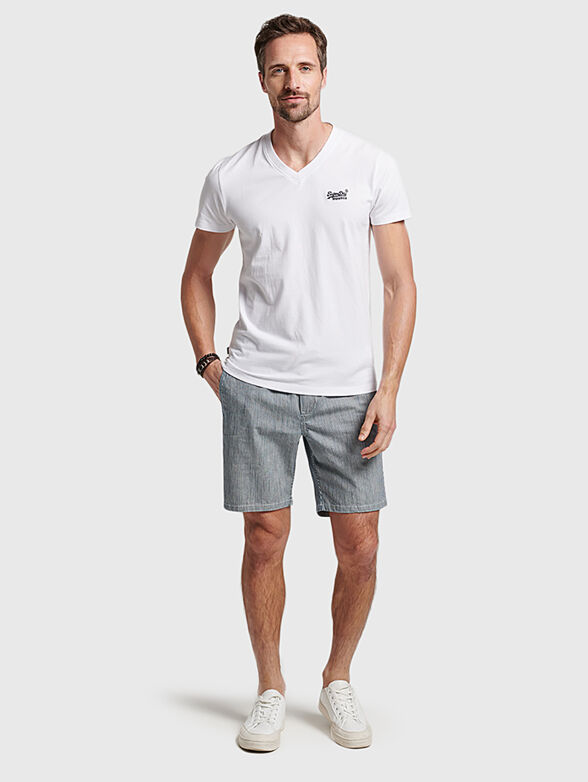 VINTAGE striped cotton blend shorts - 6