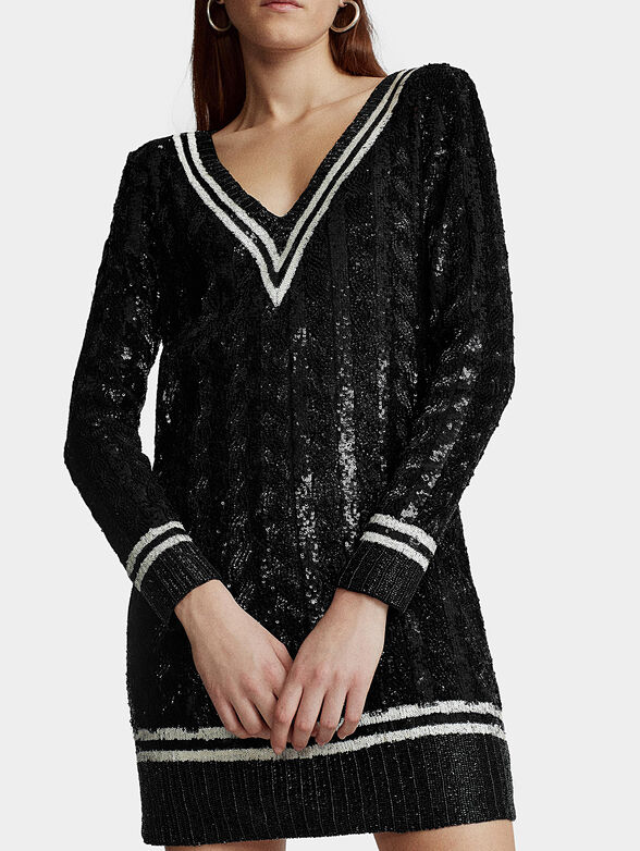 Black sequin sweater dress - 3