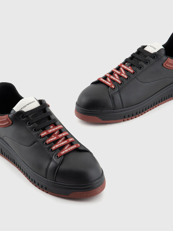 Leather sneakers with logo - 4
