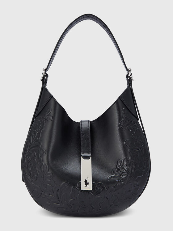 Кожена хобо чанта с лого детайл  - 1