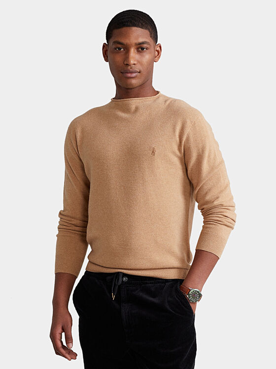 Пуловер в бежов цвят от мерино вълна - 1