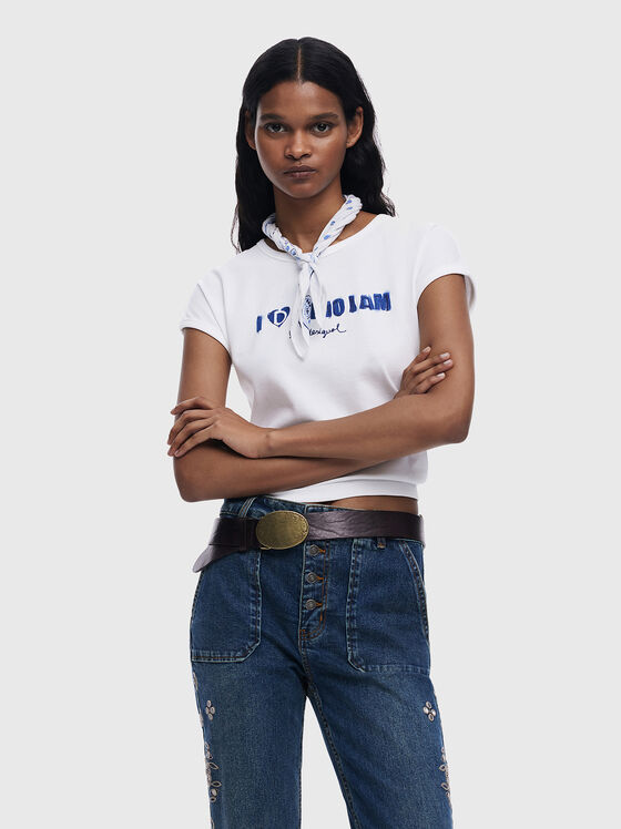 Тениска с контрастен надпис  - 1