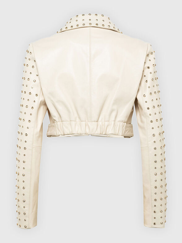 Short leather jacket with eyelets - 2
