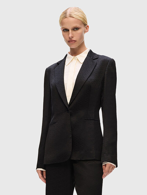 Black blazer with logo print - 1