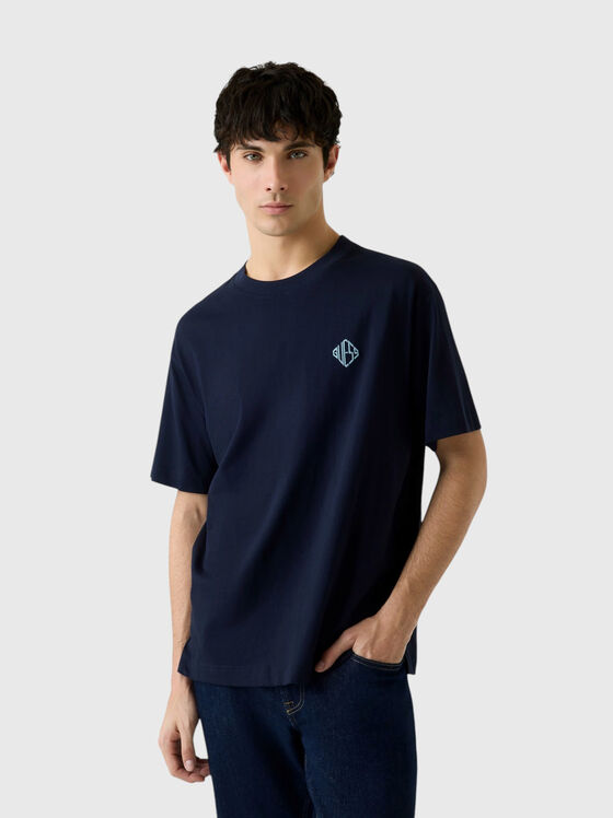 Тъмносиня тениска с бродирано лого - 1
