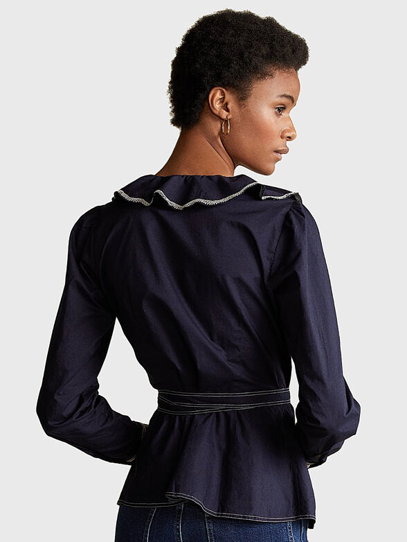 Cotton wrap blouse with embroideries - 2