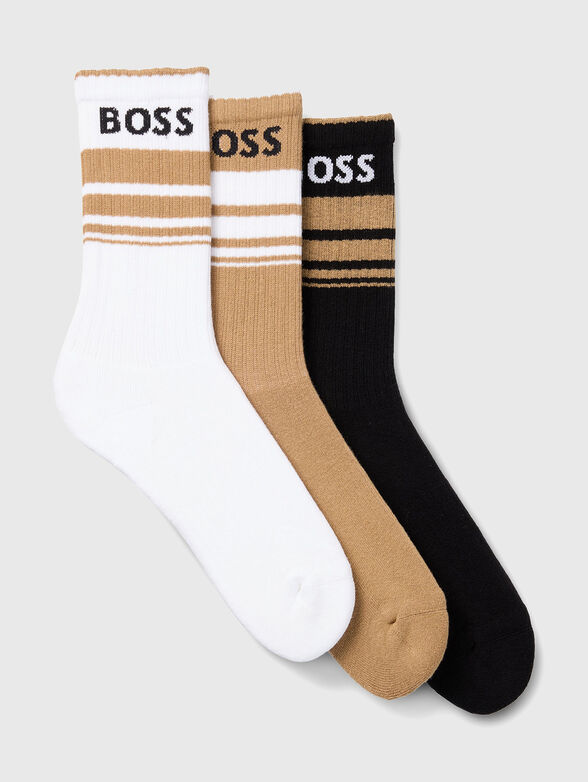 Set of three pairs of socks with contrasting logo - 1