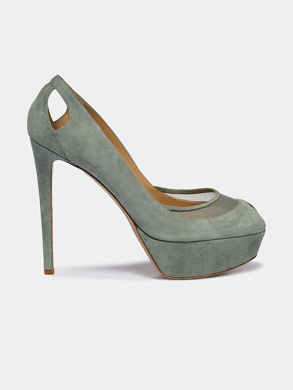 Suede high heel shoes in pale green - 1