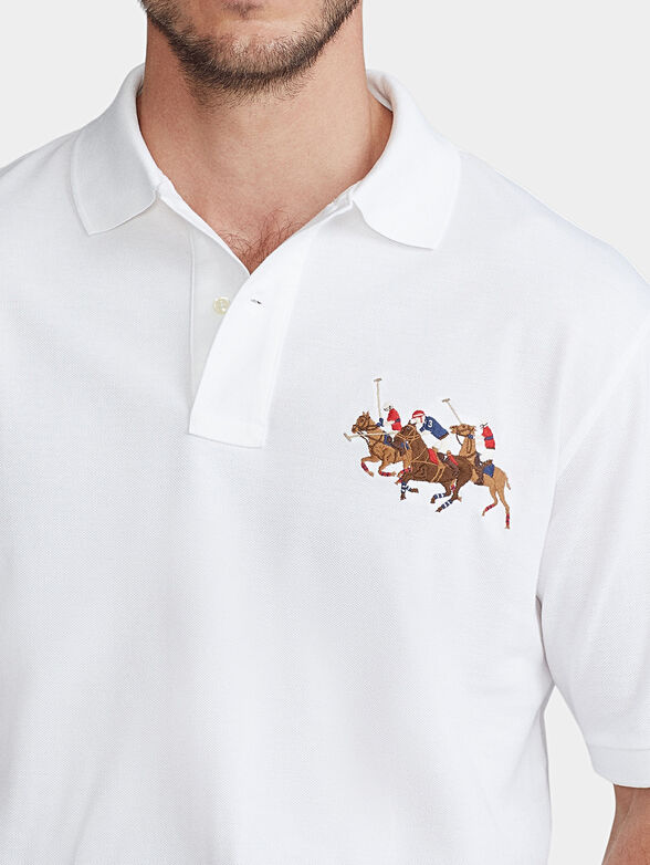 White polo-shirt with embroidery - 4