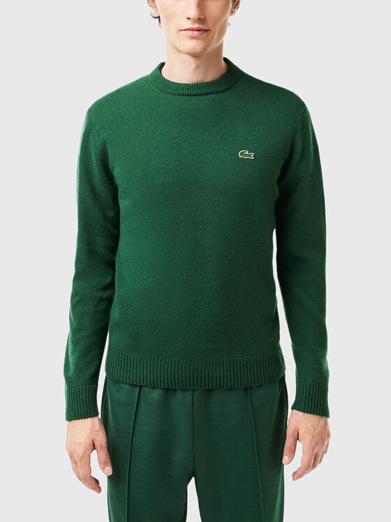 Зелен вълнен пуловер - 1
