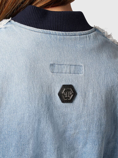 Denim bomber jacket with shoulder pads - 4