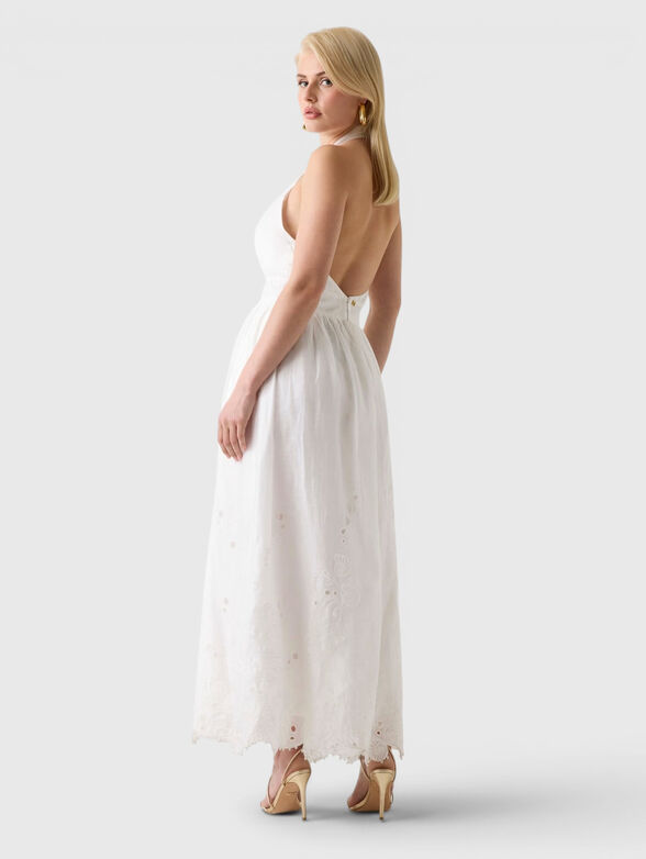 Linen-blend dress with halter neck and embroidery  - 2