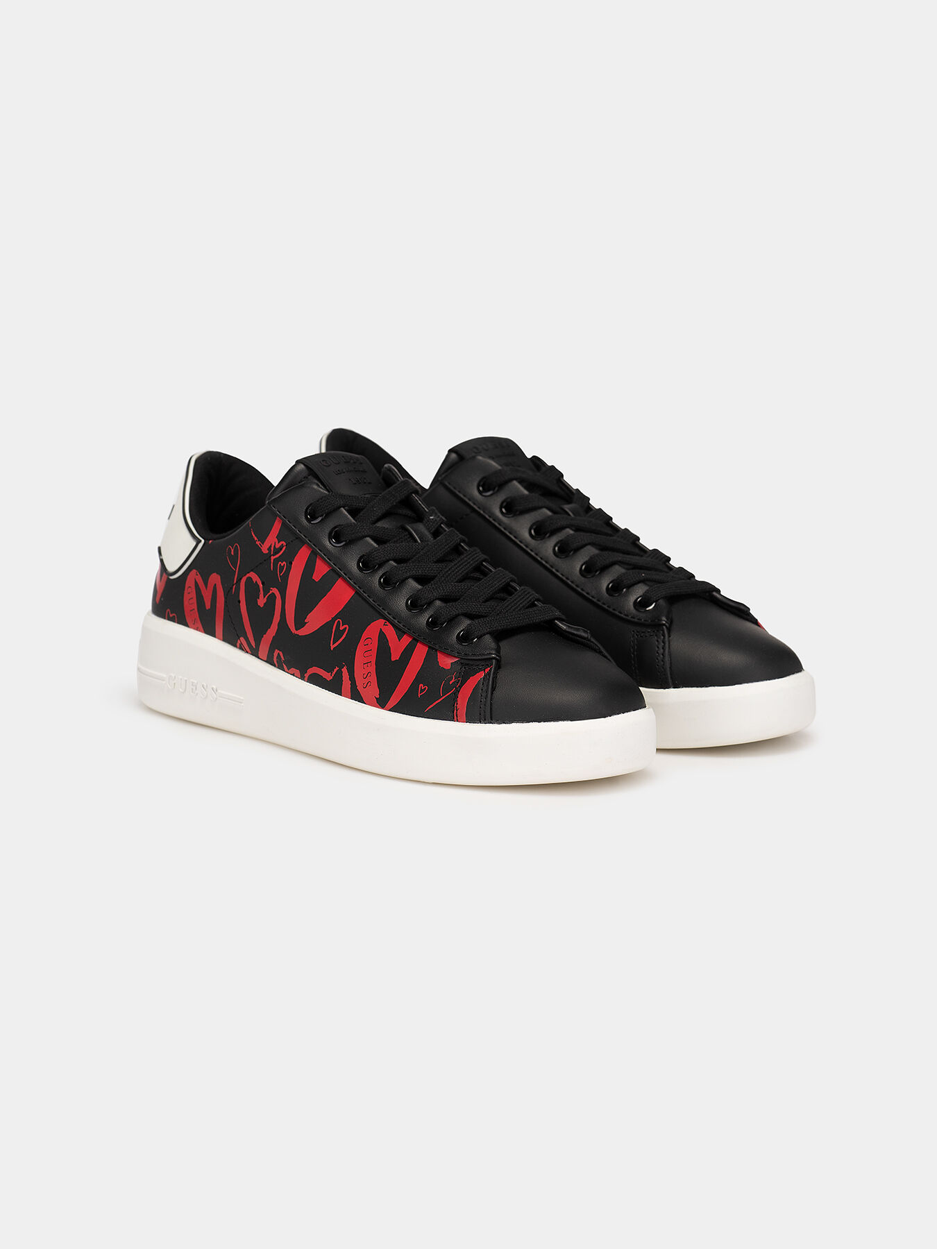 ROCKIES7 sneakers with red heart print brand GUESS Globalbrandsstore en