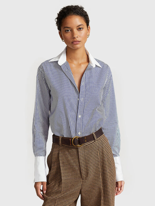 Cotton shirt with striped design - 1