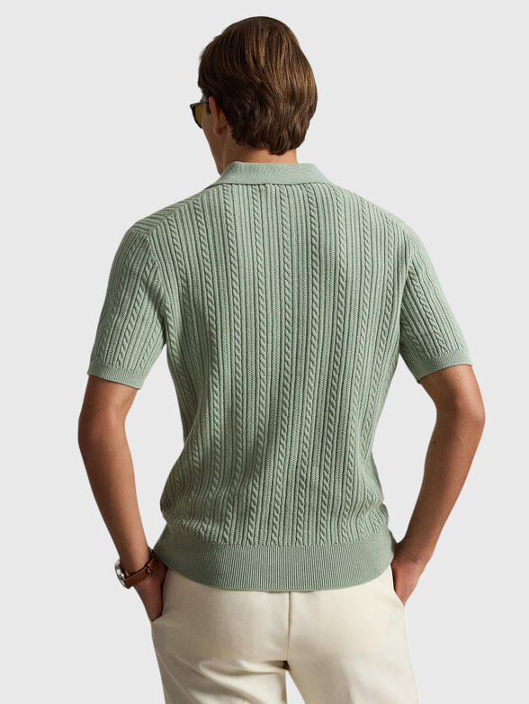 Cable knit embroidered polo collar sweater - 3