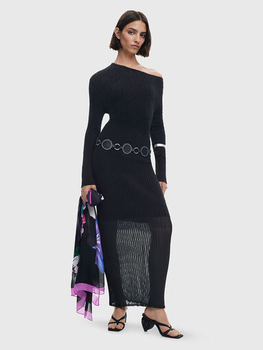 FLORAL GARDEN black long scarf - 5