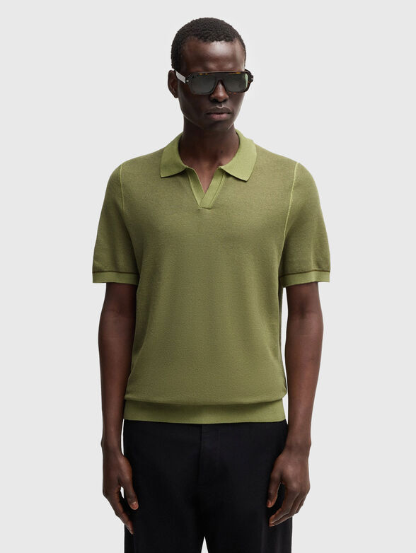 Cotton polo shirt in blue - 1