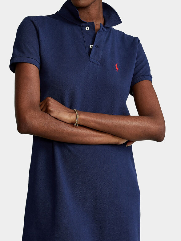 Blue dress with contrasting logo accent - 3