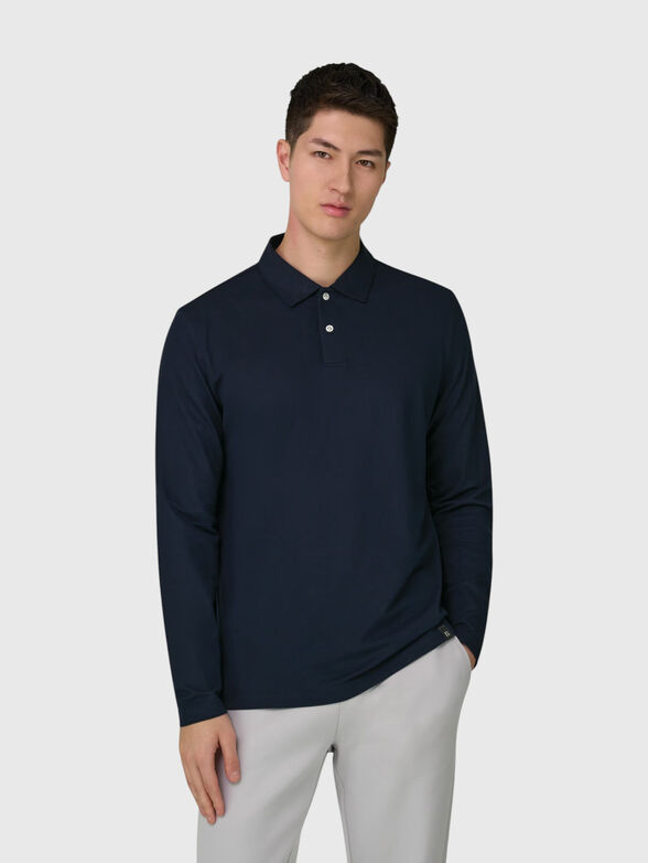 Dark blue long-sleeve polo shirt - 1