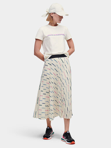 Pleated midi skirt with logo print - 5