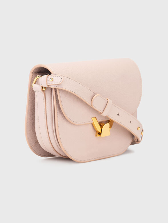 Leather crossbody bag in beige - 4