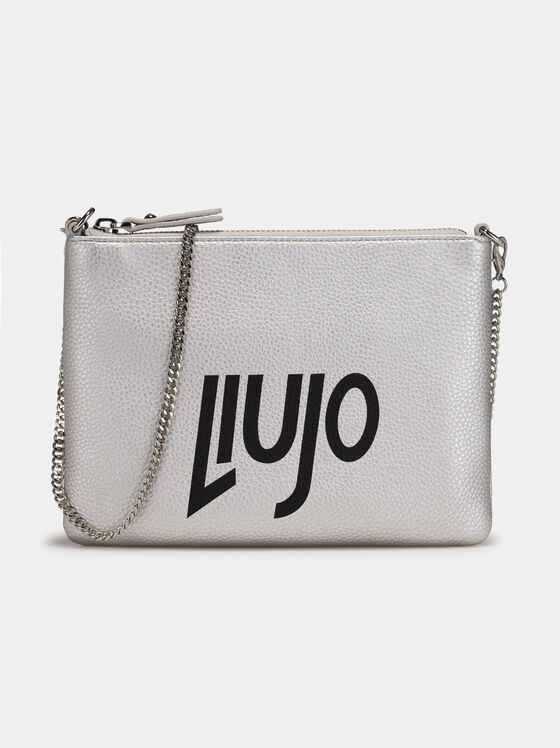 Малка чанта в сребрист цвят с лого - 1