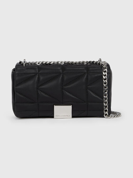 Черна кросбоди чанта с капитониран ефект - 1