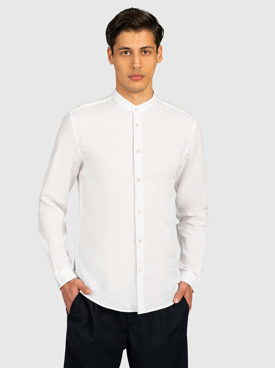 Бяла риза от лен и памук - 2