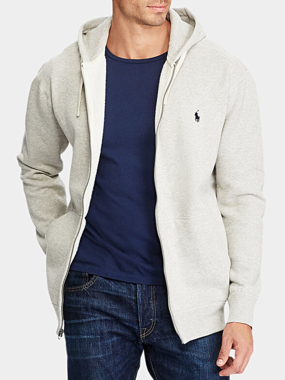 Cotton sweatshirt with logo embroidery - 1