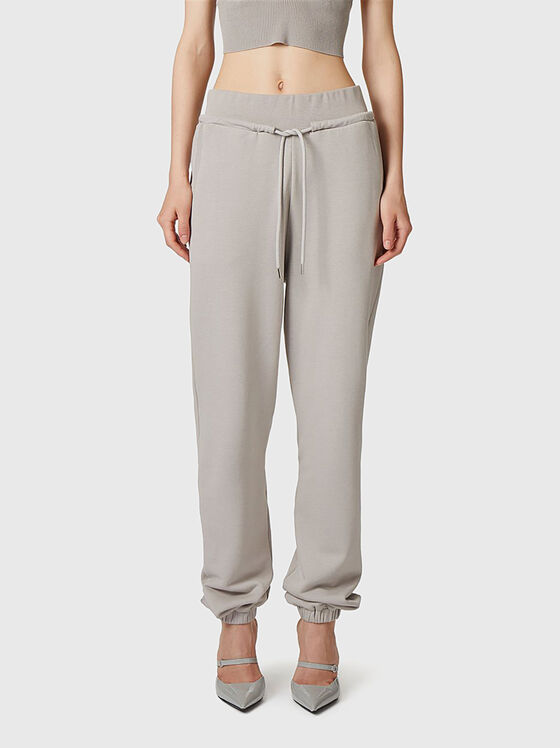 Сив панталон с връзки от памучен бленд - 1