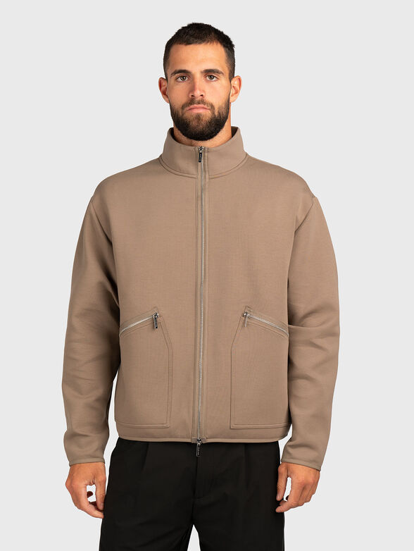 Cotton blend sweatshirt with zip - 1