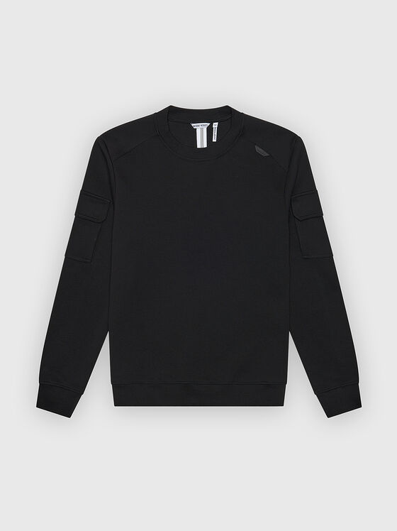 Суитшърт в черен цвят с джобове на ръкавите - 1