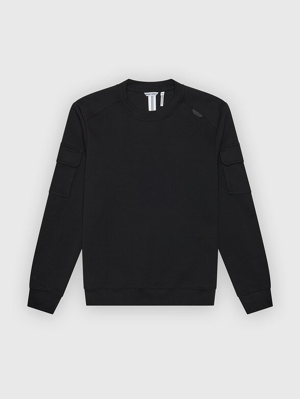 Sweatshirt in black with pockets on the sleeves - 1
