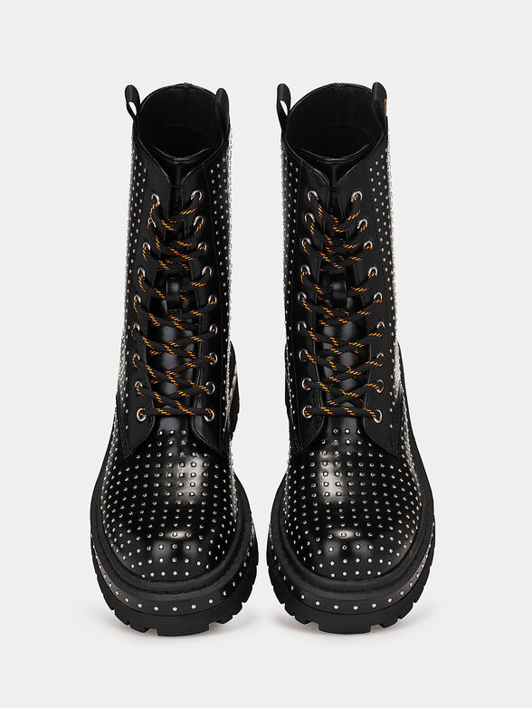 Studded ankle boots with laces  - 6